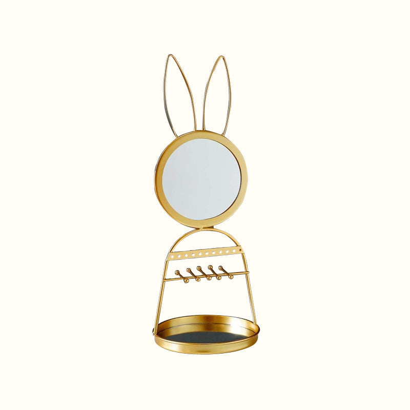Porte bijoux lapin doré avec miroir