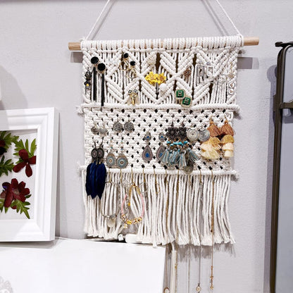 Porte bijoux macramé bohème à suspendre