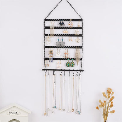 Porte bijoux mural avec crochets en métal