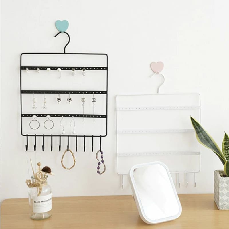 Porte-bijoux mural cintre avec crochets