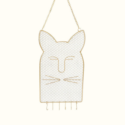 Porte bijoux mural design chat en métal