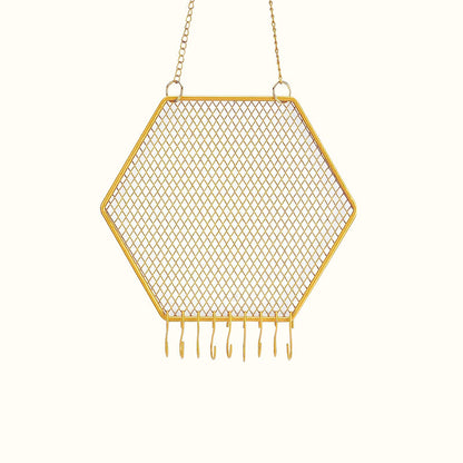 Porte bijoux mural design hexagone en métal