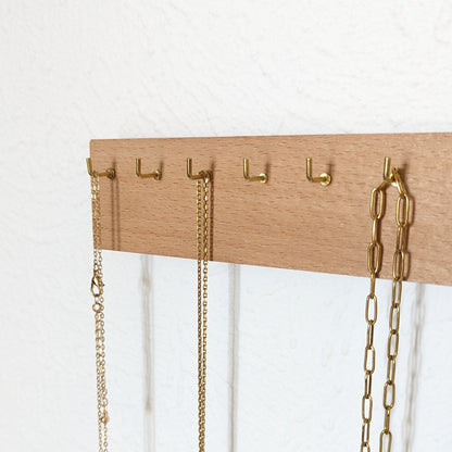 Porte colliers mural en bois avec crochets