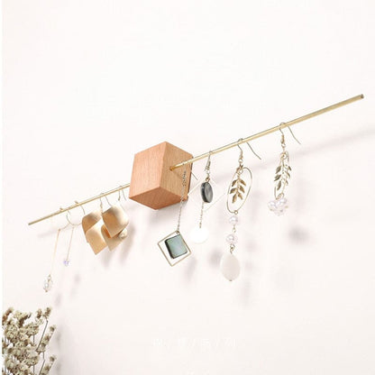 Porte-bijoux mural minimaliste cube en bois