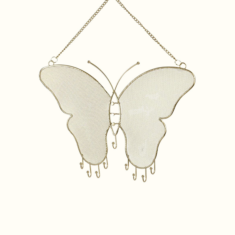 Porte bijoux mural papillon doré