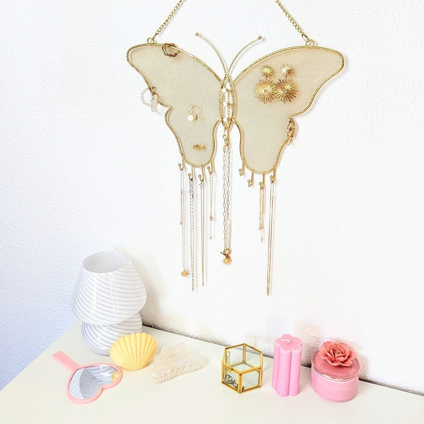 Porte bijoux mural papillon doré