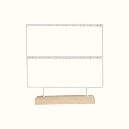 Porte boucles d'oreilles à 2 rangées en métal et bois