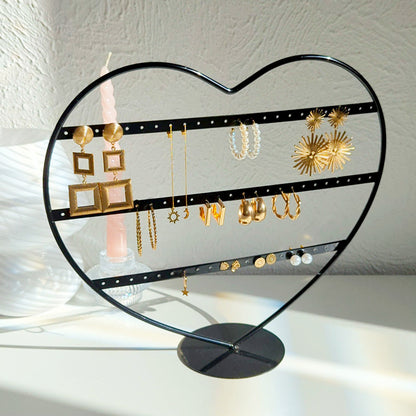 Porte-boucles d'oreilles coeur en métal