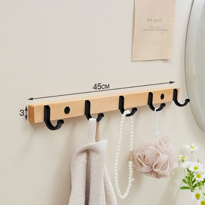 porte manteaux bois hetre 5 crochets noir