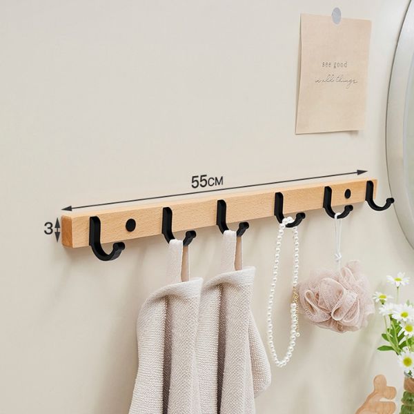 porte manteaux bois hetre 6 crochets noir