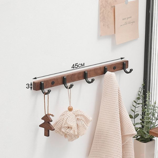 porte manteaux bois noyer 5 crochets
