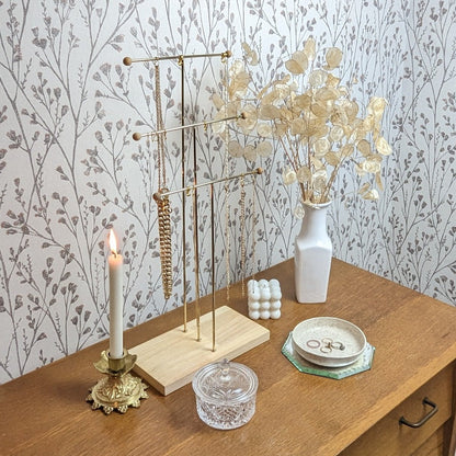 Grand présentoir à colliers 3 étages en bois et métal