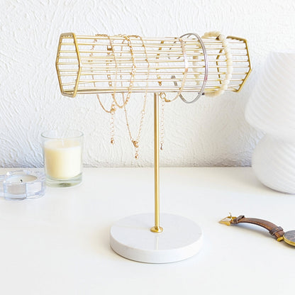 Présentoir pour bracelets doré en marbre