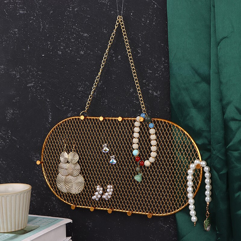 Rangement bijoux mural doré