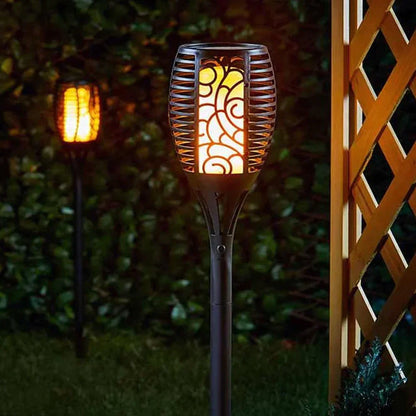 Torche Solaire Extérieure – Éclairage LED Effet Flamme Résistant aux Intempéries pour Jardin et Terrasse