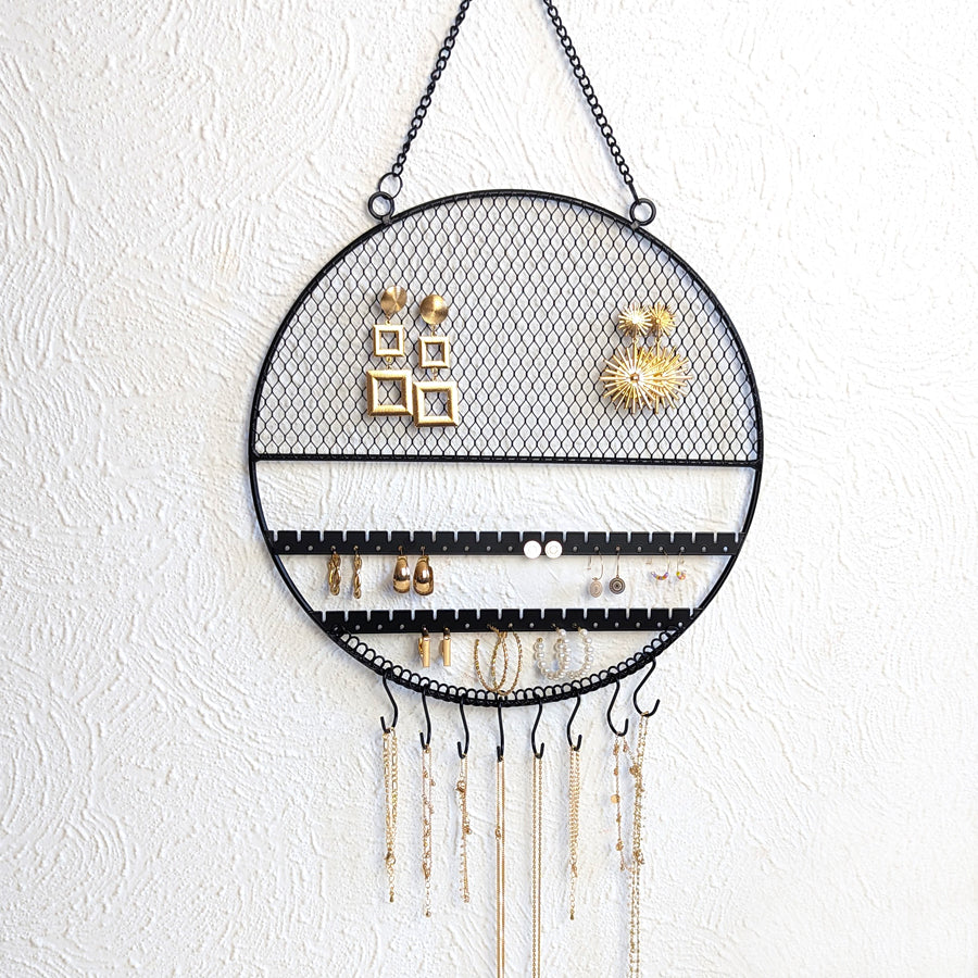 Support mural bijoux rond en métal