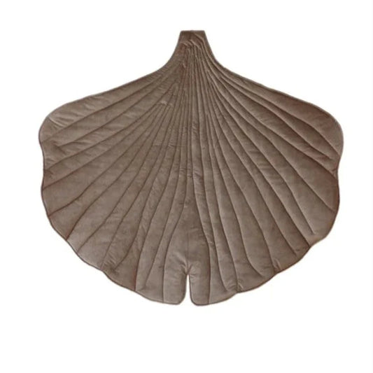 Tapis Feuille de Ginkgo en Velours “Beige Foncé”