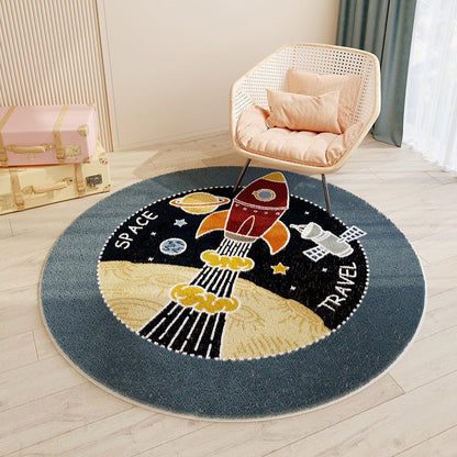 Tapis Rond Fusée sur la Lune
