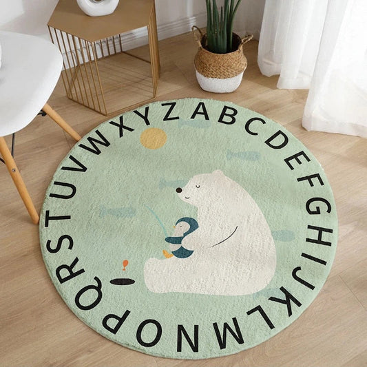 Tapis Rond Ours avec Alphabet