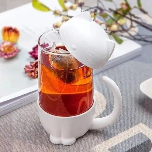 Tasse à Thé Infuseur Chat Blanc