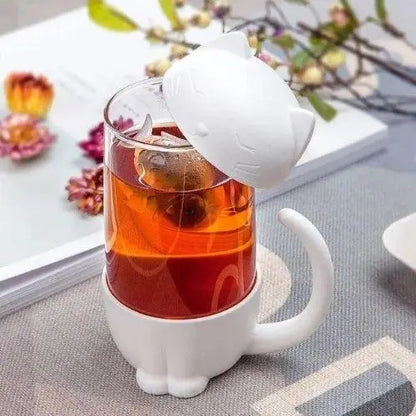 Tasse à Thé Infuseur Chat Blanc