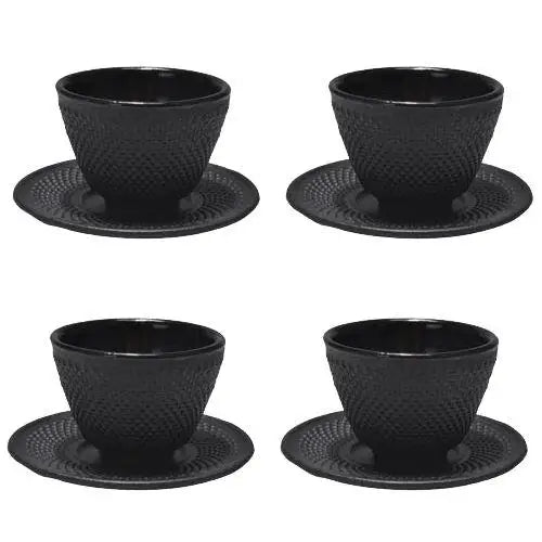4 Tasses en Fonte Noire