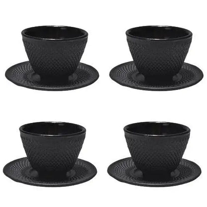4 Tasses en Fonte Noire