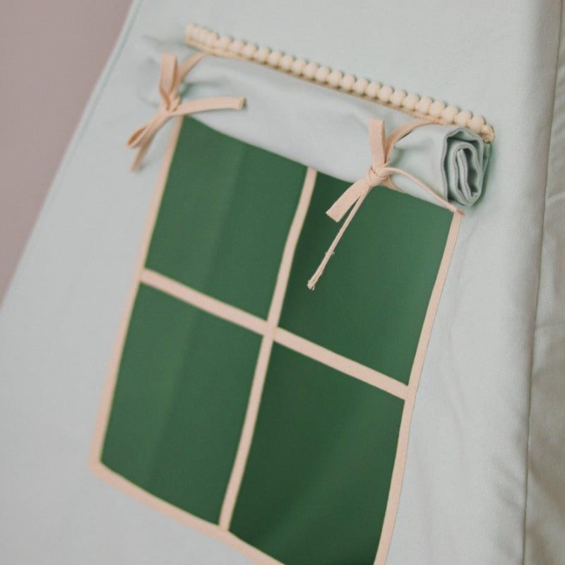 Tente Tipi Mint Fog avec Pompons