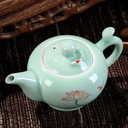 Théière Chinoise Verte en Porcelaine