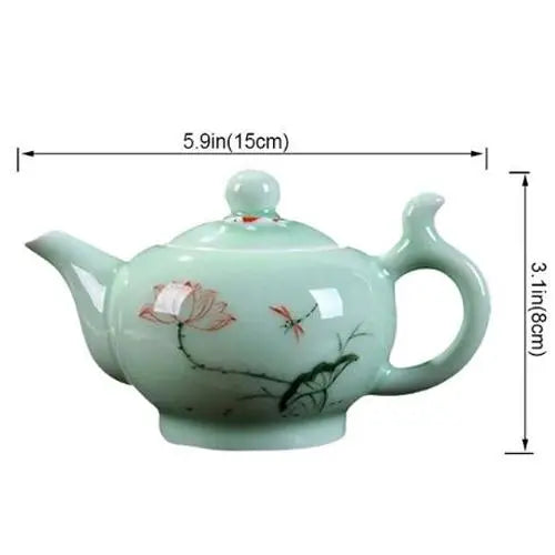 Théière Chinoise Verte en Porcelaine