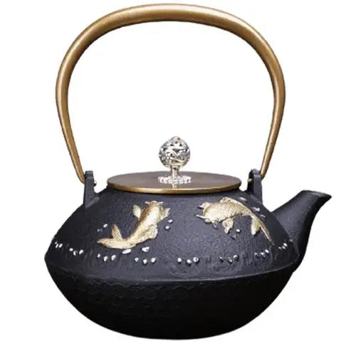 Théière Émaillée en Fonte Carpe Doré