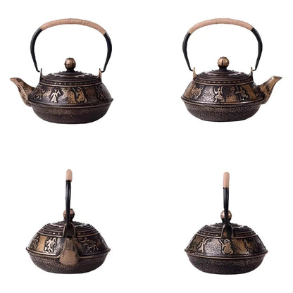 Théière en fonte Noir Antique Or Design Guerrier