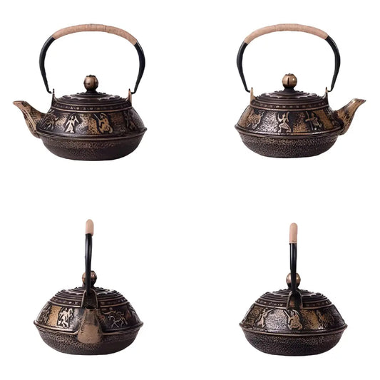 Théière en fonte Noir Antique Or Design Guerrier