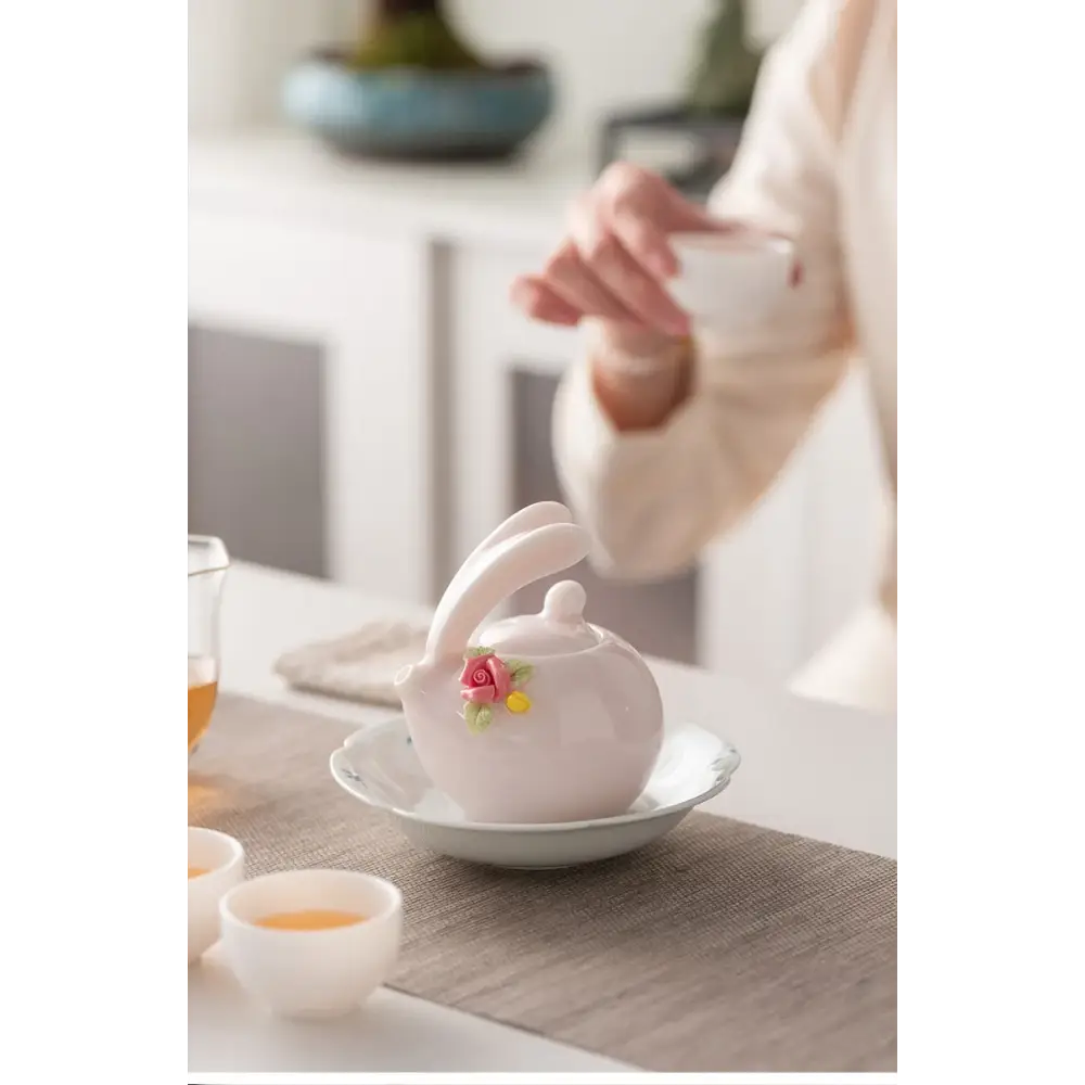 Théière en Porcelaine Lapin Rose