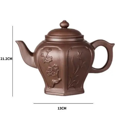 Théière en poterie Yixing Fleurs ancestrales