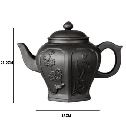 Théière en poterie Yixing Fleurs ancestrales