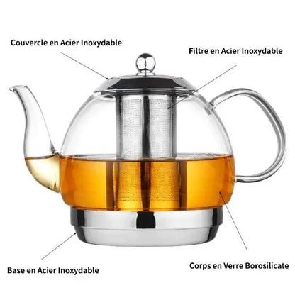Théière en Verre avec Infuseur Inox - Design Premium