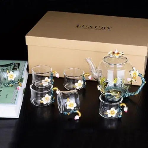 Théière en Verre Design Floral