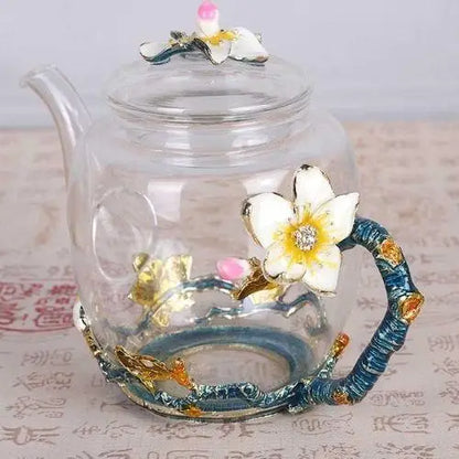 Théière en Verre Design Floral