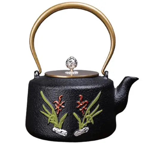 Théière fonte Artisanale Fleurs (1,2 Litre)