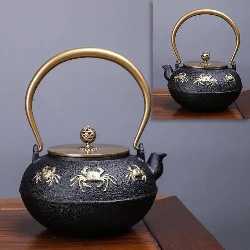 Théière Fonte Crabe Doré
