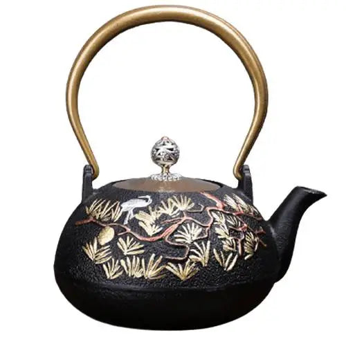 Théière Fonte Pins et Oiseau