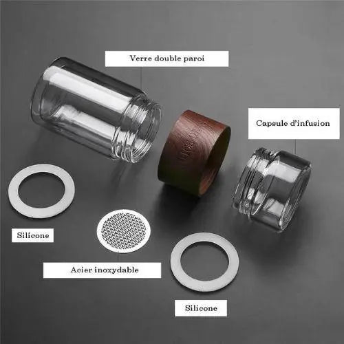 Thermos à Thé en Verre à Double Paroi