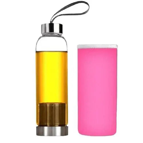Thermos Thé en Verre avec Sacoche Rose