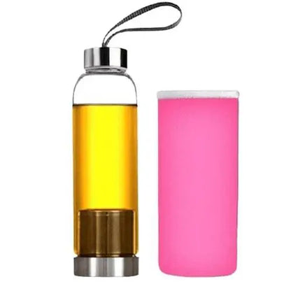 Thermos Thé en Verre avec Sacoche Rose