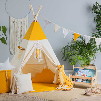 Tipi Lit Enfant Jaune et Blanc