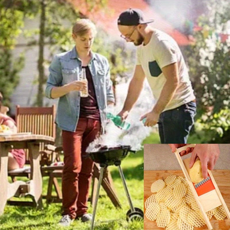 Trancheuse à Pommes de Terre Ondulée Jaune/Rouge - Inox