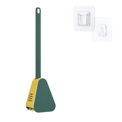 TriClean - Brosse de toilettes en Silicone Ultra - efficace ( + Support Offert) Vert