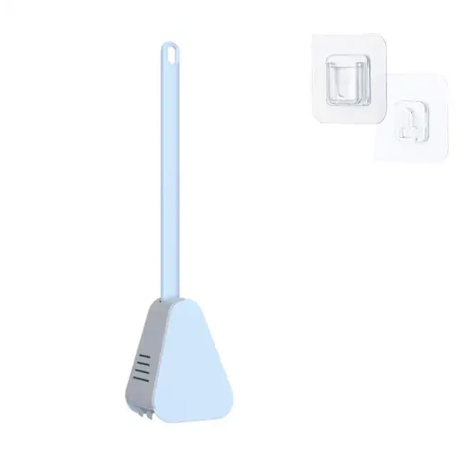 TriClean - Brosse de toilettes en Silicone Ultra - efficace ( + Support Offert) Bleu