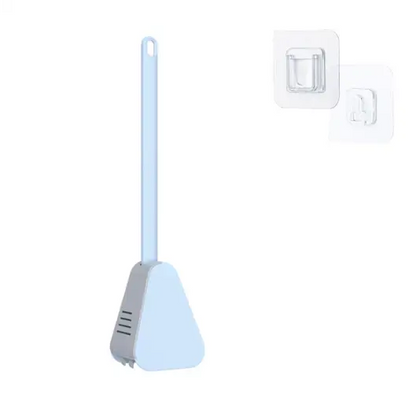TriClean - Brosse de toilettes en Silicone Ultra - efficace ( + Support Offert) Bleu